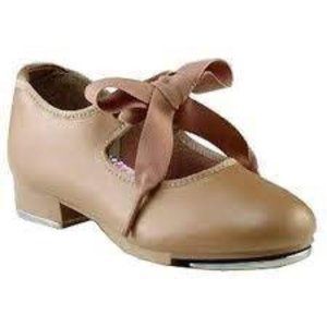 Award TS110 Adult Size 5M (Fits Size 4.5) Tan Citation Ribbon Tie Tap Shoe